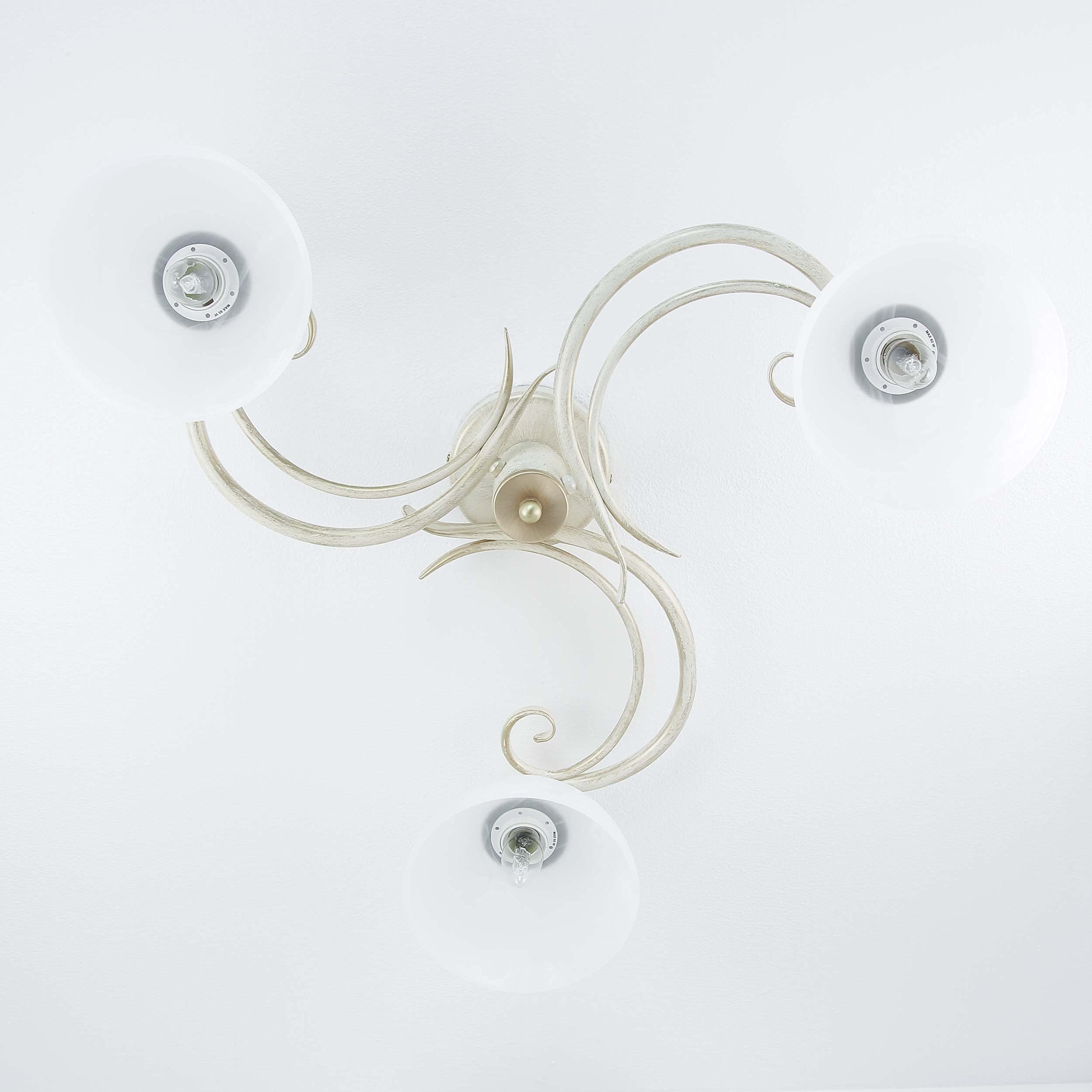 Licht-Erlebnisse Deckenleuchte Shabby Chic Weiß 3x E27 bis 60W Deckenlampe Landhaus rustikal Esszimmer Lampe Decke Wohnzimmer
