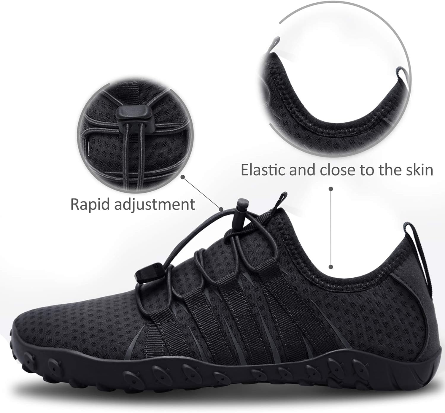 SEEKWAY Water Shoes Sports Quick-Dry Barefoot Aqua Beach Pool Lake Swim Boating Hiking Surfing Men Women 471-Black SP001