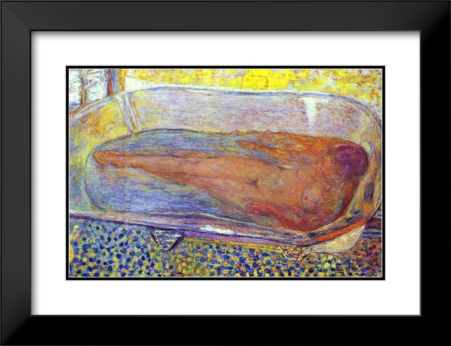 ArtDirect Bonnard, Pierre 24x19 Black Modern Framed Art Print with Double Matting Titled: Bather