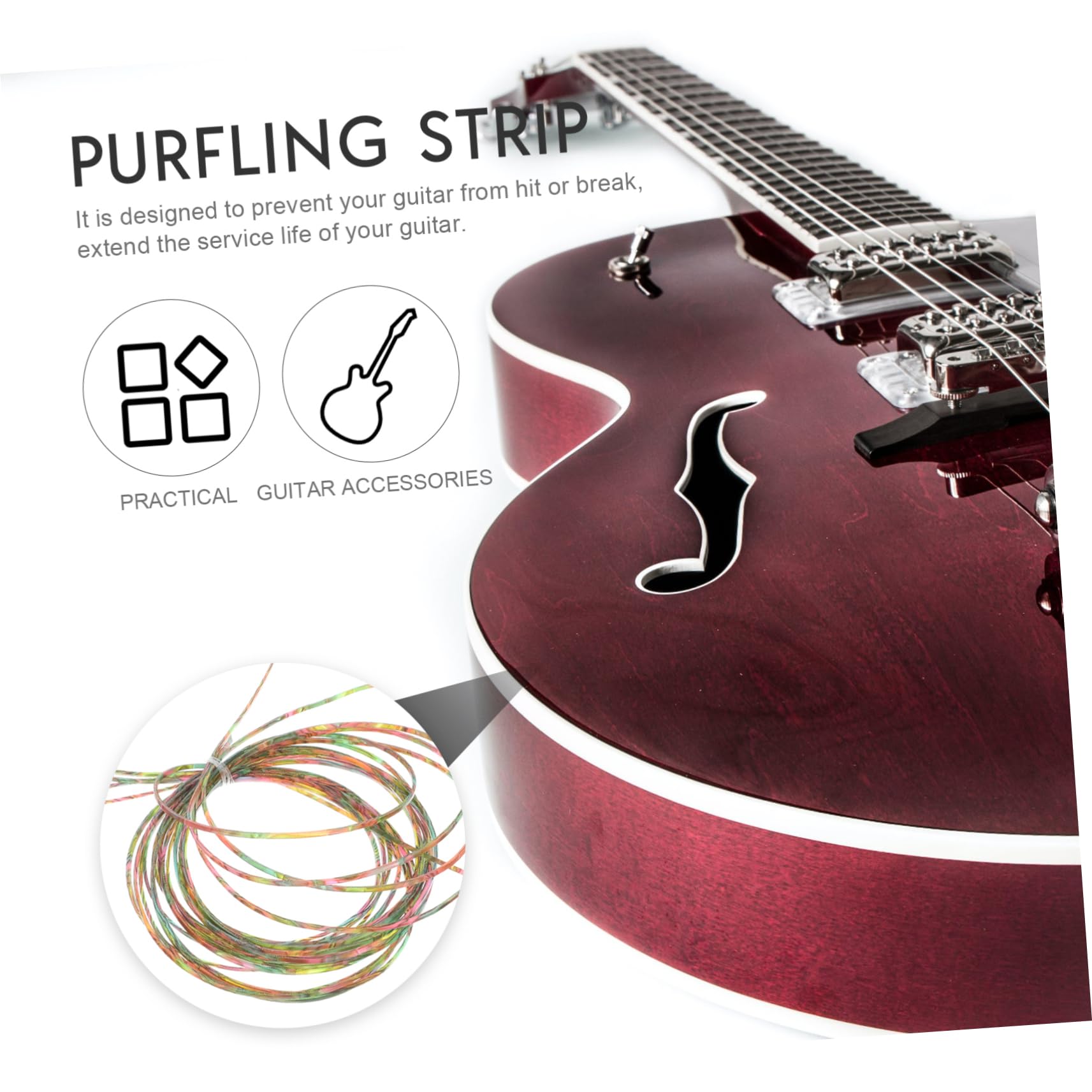 SAFIGLE Coustic Guitar Binding Purfling Edging Strips 4pcs Stylish Guitar Accessories Rainbow