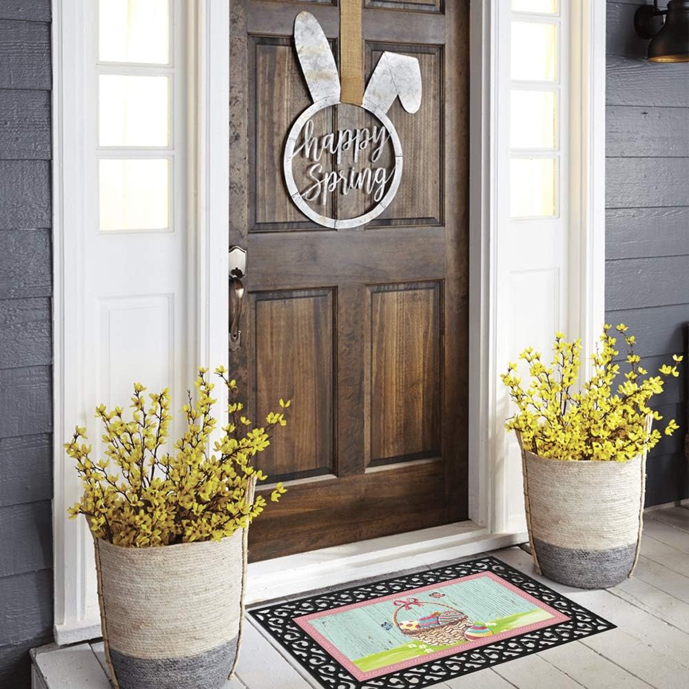 Happy Easter Door Mat Indoor Outdoor Entryway Door Mat for Patio Front Door Mat Inside Rubber Door Mat Decorative Non Slip Easy Clean Low Profile