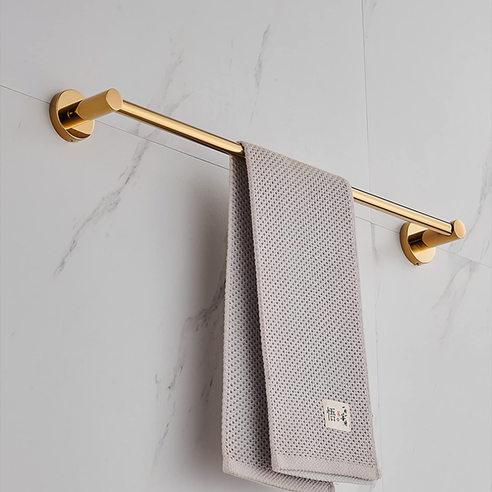Toallero Individual, de Acero Inoxidable, de 30 cm a 80 cm, Soporte de Pared para baño o Cocina, Acabado Dorado Pulido (tamaño: 70 cm).
