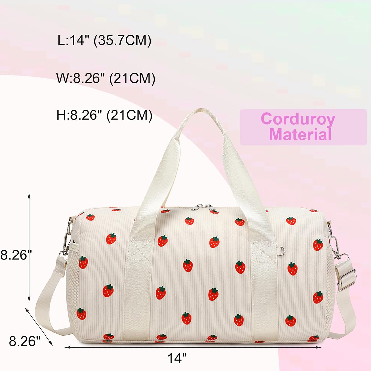 Dance Ballet Bag for Girls 4-6 Ballerina Gymnastic Bag Toddler Small Duffle Dance Bags for Little Dancers,Bow Corduroy Material,14"*8.26"*8.26" - Image 6