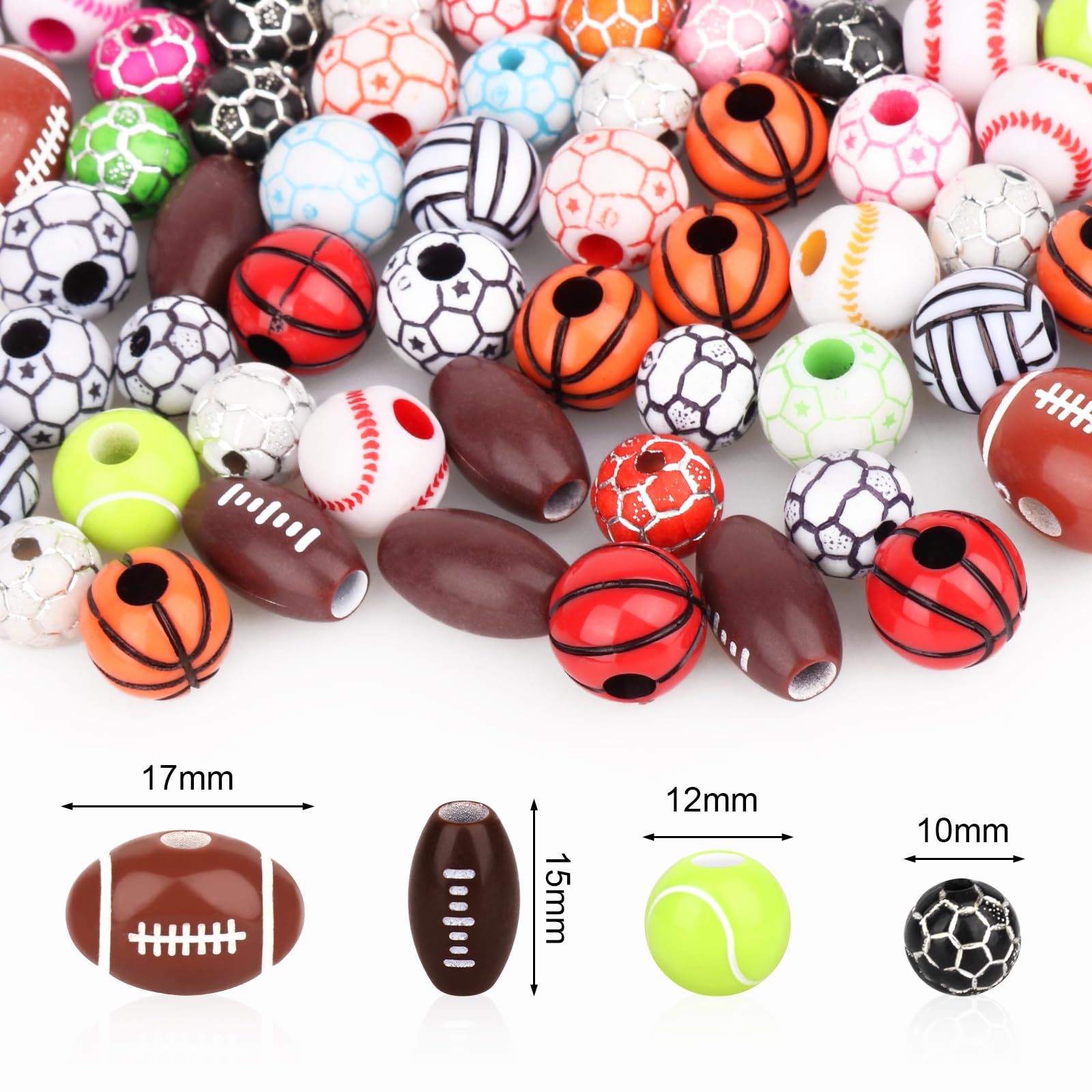 Boutigem Lot De 96 Perles En Bois Pour Le Sport, Le Basket-ball, Le Football, Le Volley-ball, Le Baseball, Le Tennis, Le Rugby Pour La Fabrication De