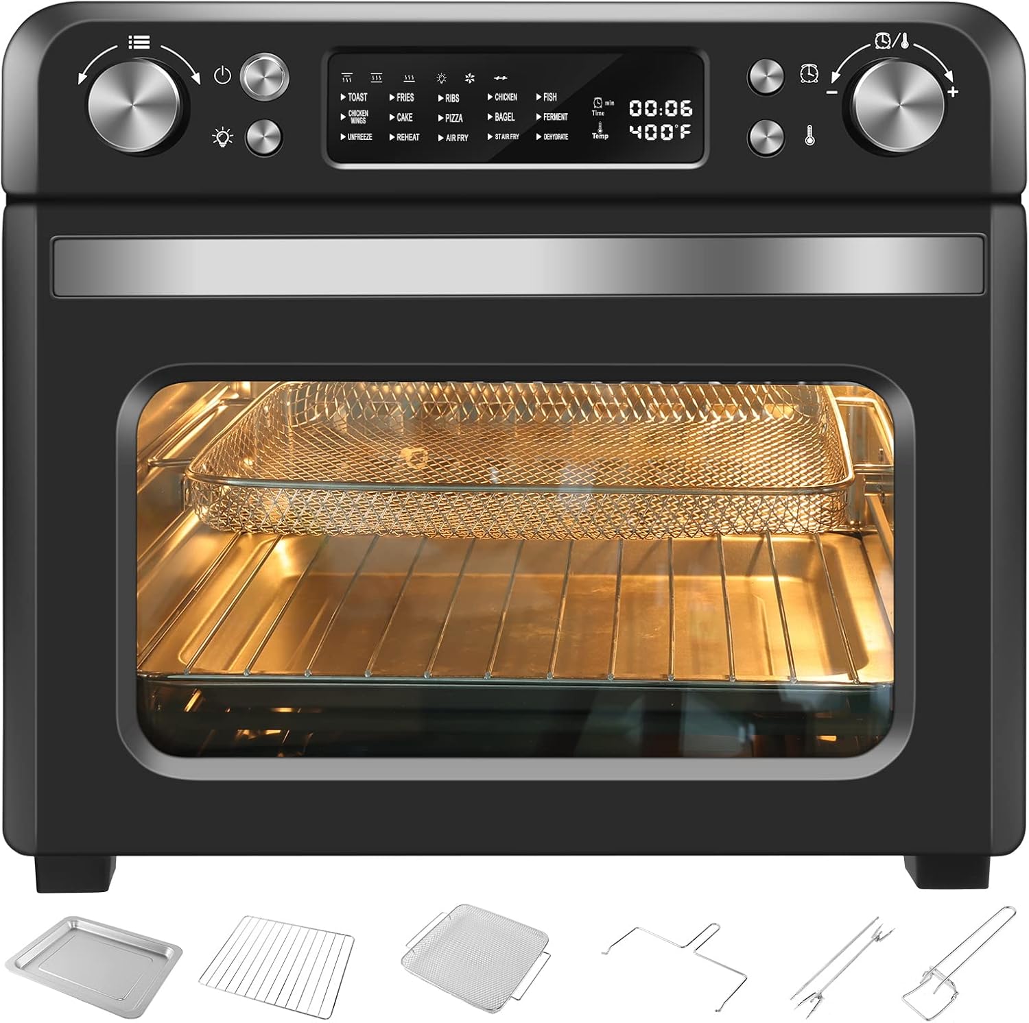 23L Smart Air Fryer Toaster Oven, 12in1 Convection Countertop Oven Combination with