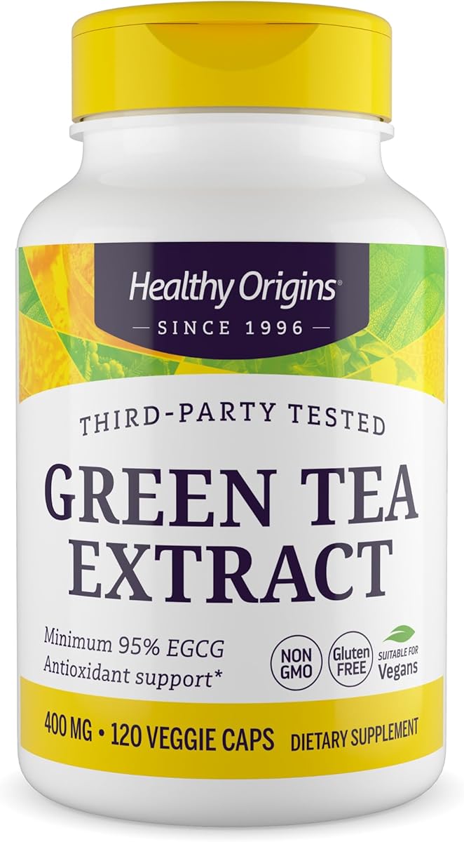 Healthy Origins Healthy Origins® Green Tea Extract 400 mg, 95% EGCG, High-Potency Antioxidant & Immune Support, 120 Veggie Capsules