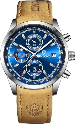 Men Quartz Watch Luxury Sports Waterproof Chronograph Luminous Date Man Wristwatch Business Leather Mens Watches Clock