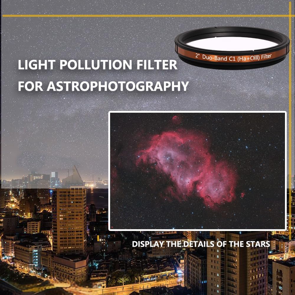 Askar Colour Magic C1 Duo-Band Filter (H+OIII), 2 Inch Narrowband Nebula Filter, Enhancing Contrast, Reducing Light Pollution