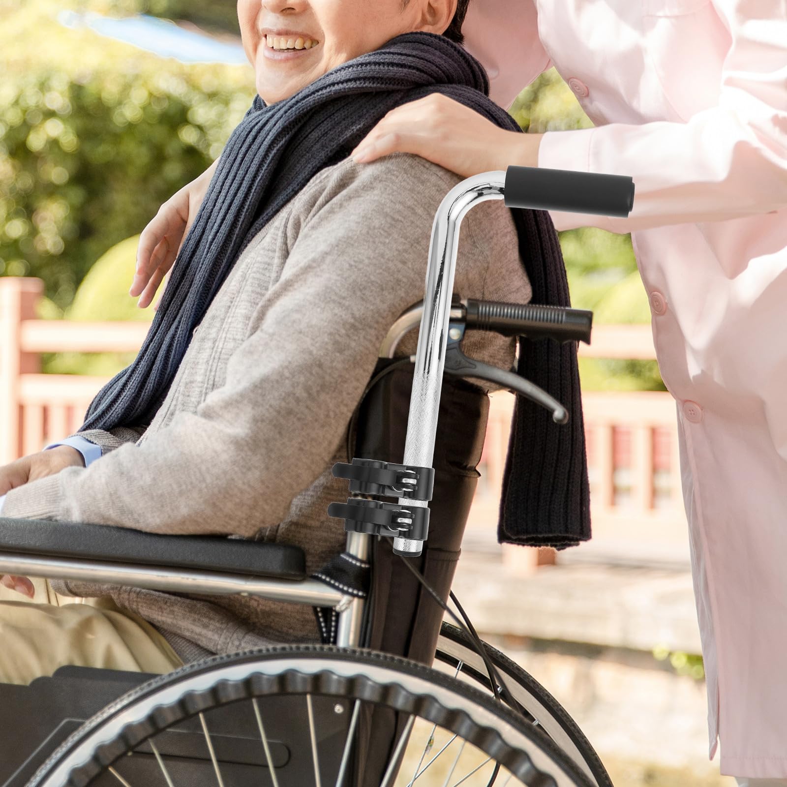 Generic 2 Szt. Szt Przedłużenie Uchwytu Do Pchania Wózka Inwalidzkiego Ze Stali Nierdzewnej Uniwersalne Akcesoria Osób Starszych i Niepełnosprawnych Łatwy Montaż i Ergonomiczną