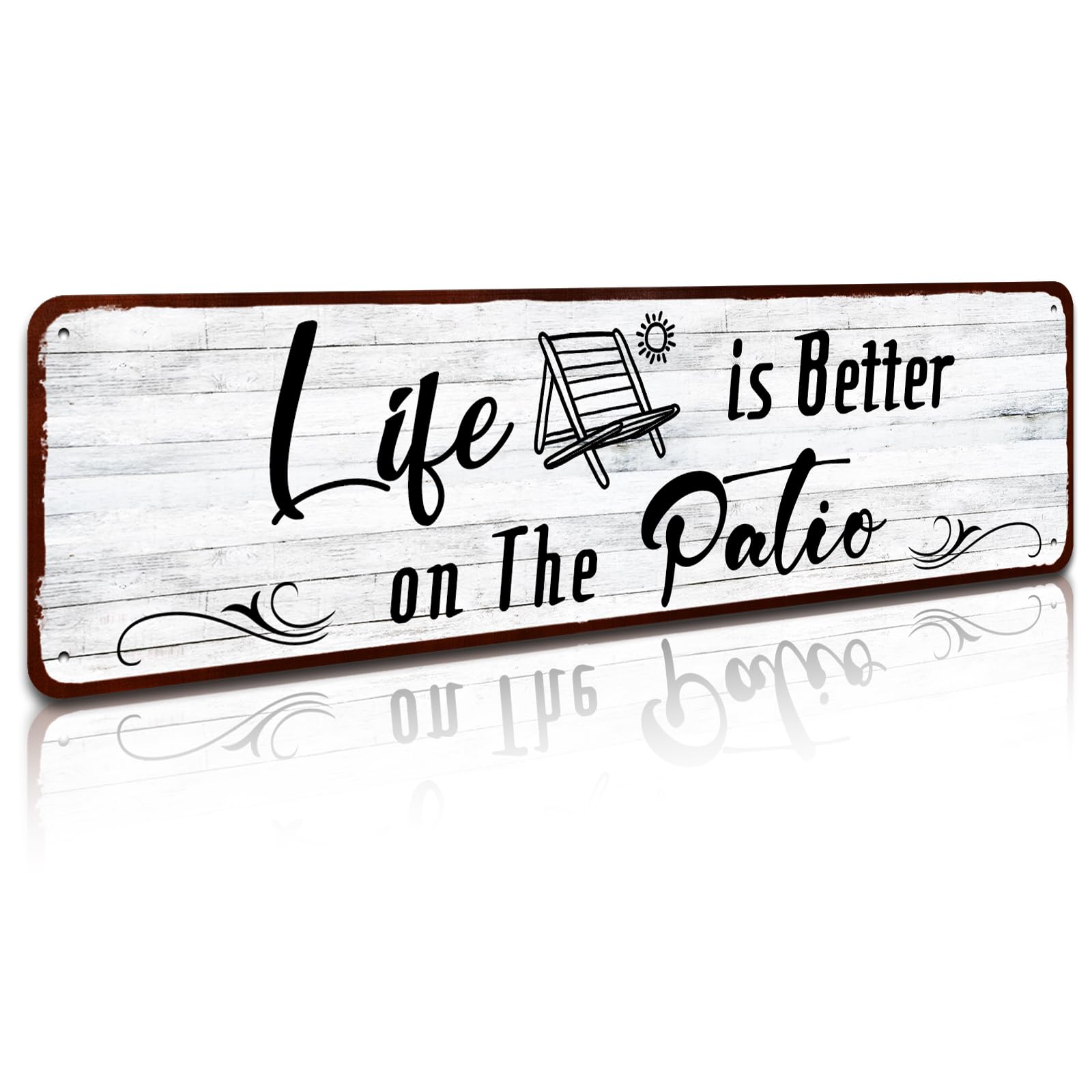 SOYAVE Patio Wall Decor, Tin Plaque Sign for Home, Bar, Pub, Porch, Outdoor Living, 4x16 Inches - Life is Better on The Patio