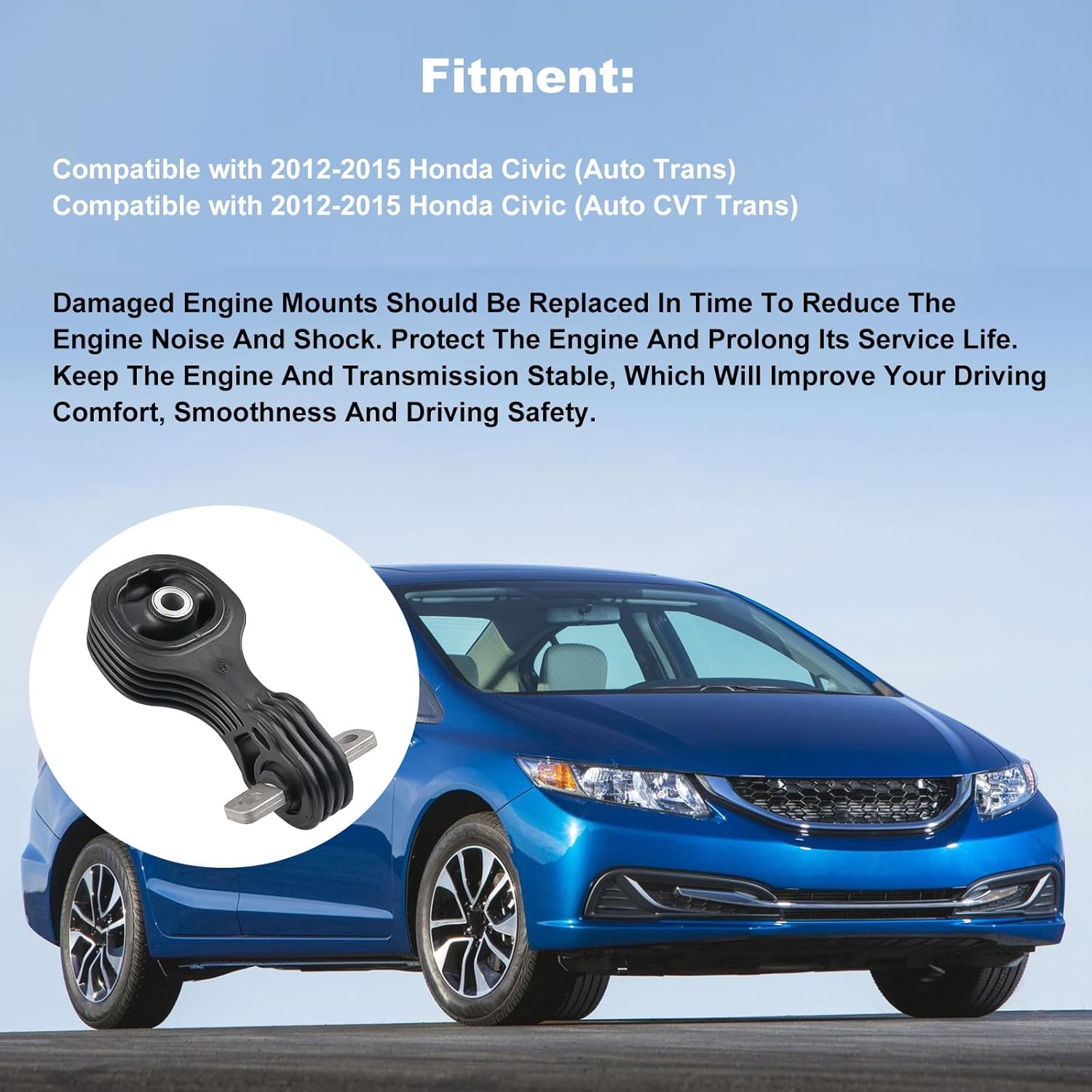 JDMON Engine Rear Torque Strut Mount Replacement for Honda Civic 2012 2013 2014 2015 Compatible with A65048 / 50890TR0A81 / 9748 / EM-7116