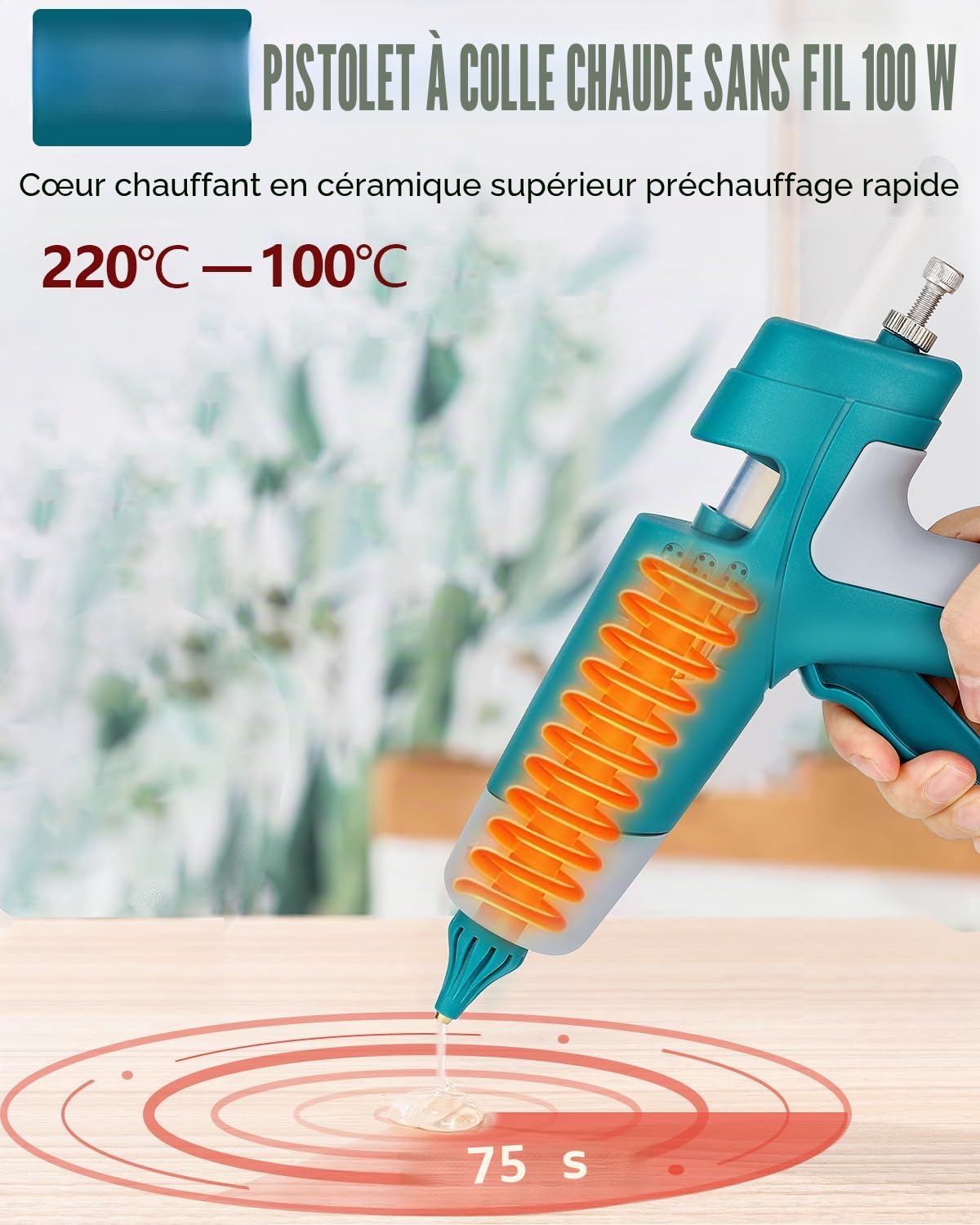 Kit de pistolet à colle chaude sans fil pour Batterie Makita 18 V LXT - Pistolet numérique LED avec 10 bâtons de colle chaude de 0,43" - Pour réparations à la maison, art et artisanat