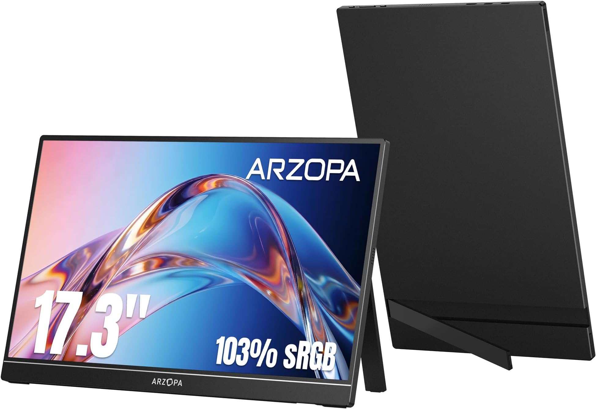 ARZOPA 17.3インチ ポータブルゲーミングモニター IPS液晶 薄型 自立型 1920x1080 USB Type-C/mini HDMI PS4/Xbox/Switch/PC/Mac対応 在宅勤務 リモートワーク A1M