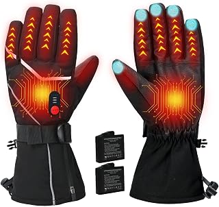 Heating gloves, 3 heat levels, touch screen gloves, ski gloves, rechargeable, battery with 7.4V and 3000mAH, Electric Hand Warmers, Unisex, Perfect for Winter, Camping and Skiing