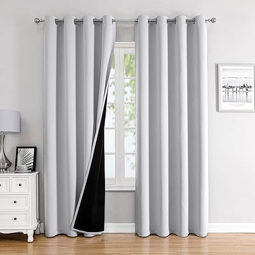 Miniatura 31 de ChrisDowa Cortinas 100% Opacas para Dormitorio con Forro Negro, 2 Capas Gruesas Totalmente Opacas con Aislamiento Térmico y Ojales, Cortinas de