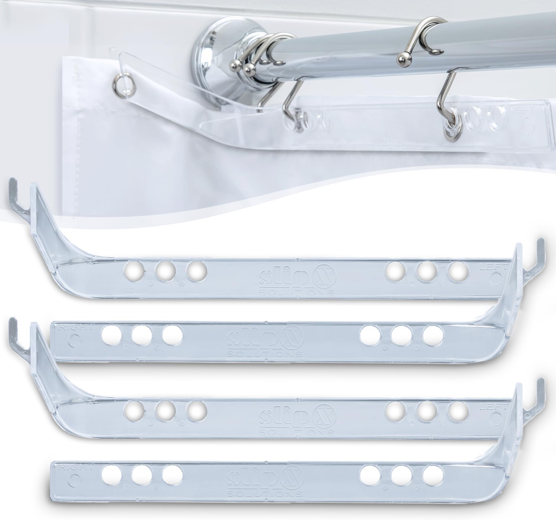 SlipX Solutions No Mess Splash Guard for Shower & Bathtub Curtain Liners | Bath Accessories to Keep Water Where It Belongs for Non-Slip Bathroom Floor | Adhesive Free, Easy to Attach | 2 Per Pack