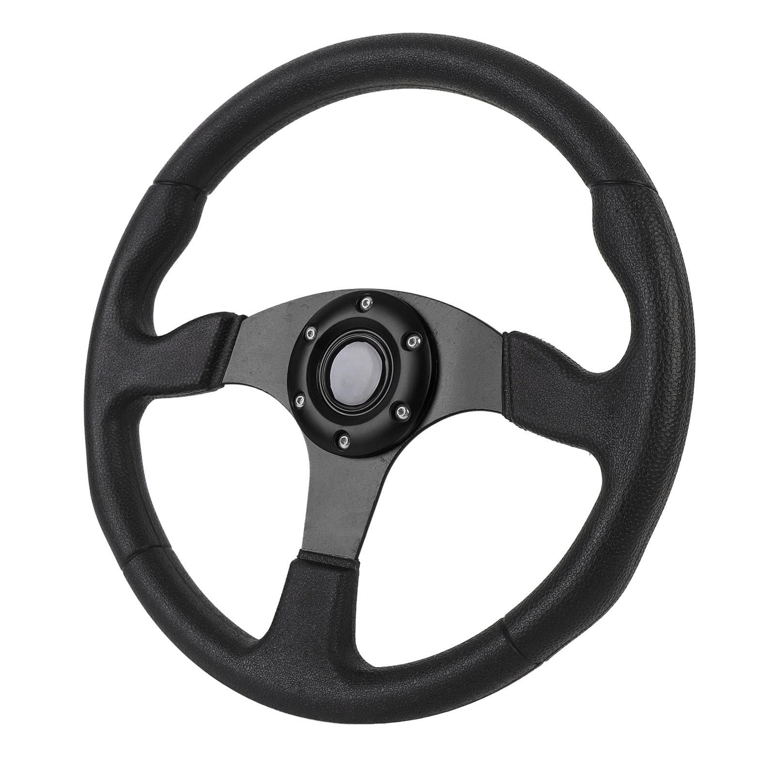 Volante da universale da 14 pollici, telaio in alluminio e pelle PU con adattatore per a 6 bulloni, adatto per la modifica automobilistica, aggiornamento dell’abitacolo (Nera)