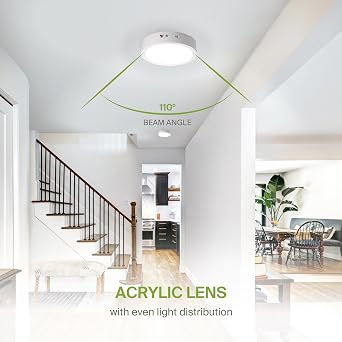 ASD LED 9 Round Flush Mount Ceiling Light Fixture, Low Profile Surface Lighting | 5CCT, Dimmable, Battery Backup, ETL Listed | 18W 1600LM 2700-6000K 120V | Kitchen, Bedroom, Hallway Lamp | White