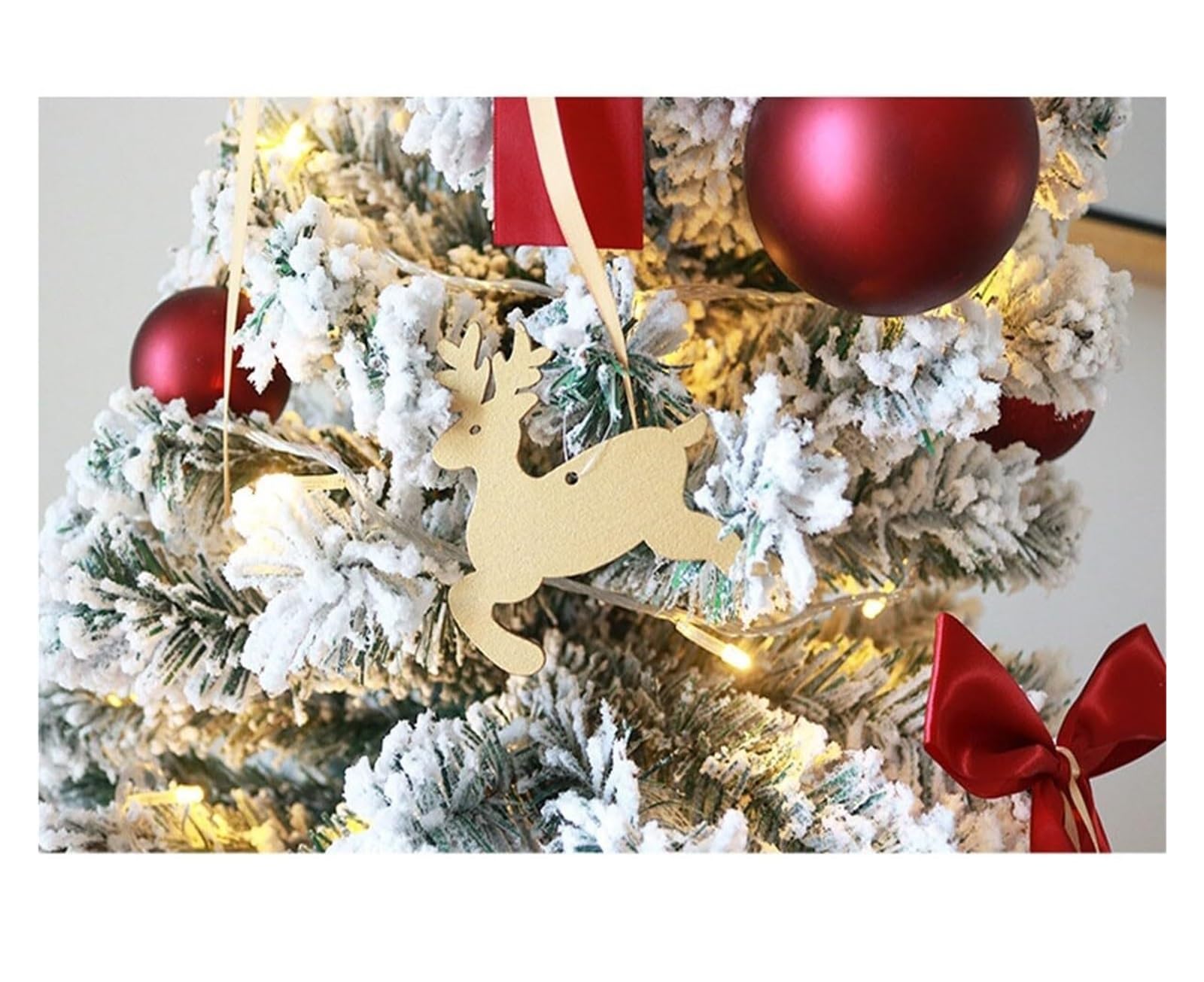 Sapin de Noël Artificiel de 1,5 m, floqué de Neige, de qualité supérieure, à charnière, for la décoration des fêtes à Domicile ou au Bureau.(1.8m)