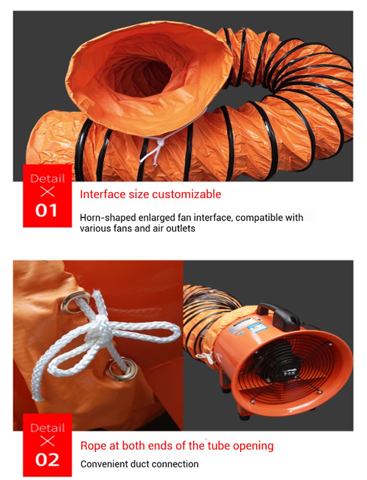 Manguera Flexible de PVC, ignífuga e Impermeable, diámetro de conducto de 150 mm a 600 mm, Manguera de conducto de ventilación para calefacción, refrigeración y ventilación.