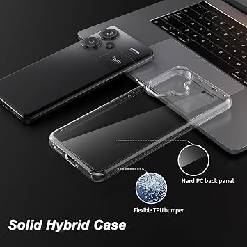 حالة واضحة ل Redmi ملاحظة 13 برو زائد/بوكو X6 5 G القضية، [Hard PC Back+Soft TPU الوفير] [مكافحة الاصفرار] سليم صالح كامل واقية غطاء حالة شفافة للصدمات ل Redmi ملاحظة 13 برو زائد 2024، واضح