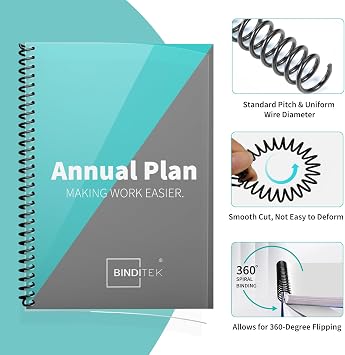 Binditek 200 Pack Plastic Spiral Binding Coils, 6mm (1/4) & 8mm (5/16), 4:1 Pitch, Black, for Letter Size, 48 Loops, 100 Pack Each Size, for Students and Coworkers