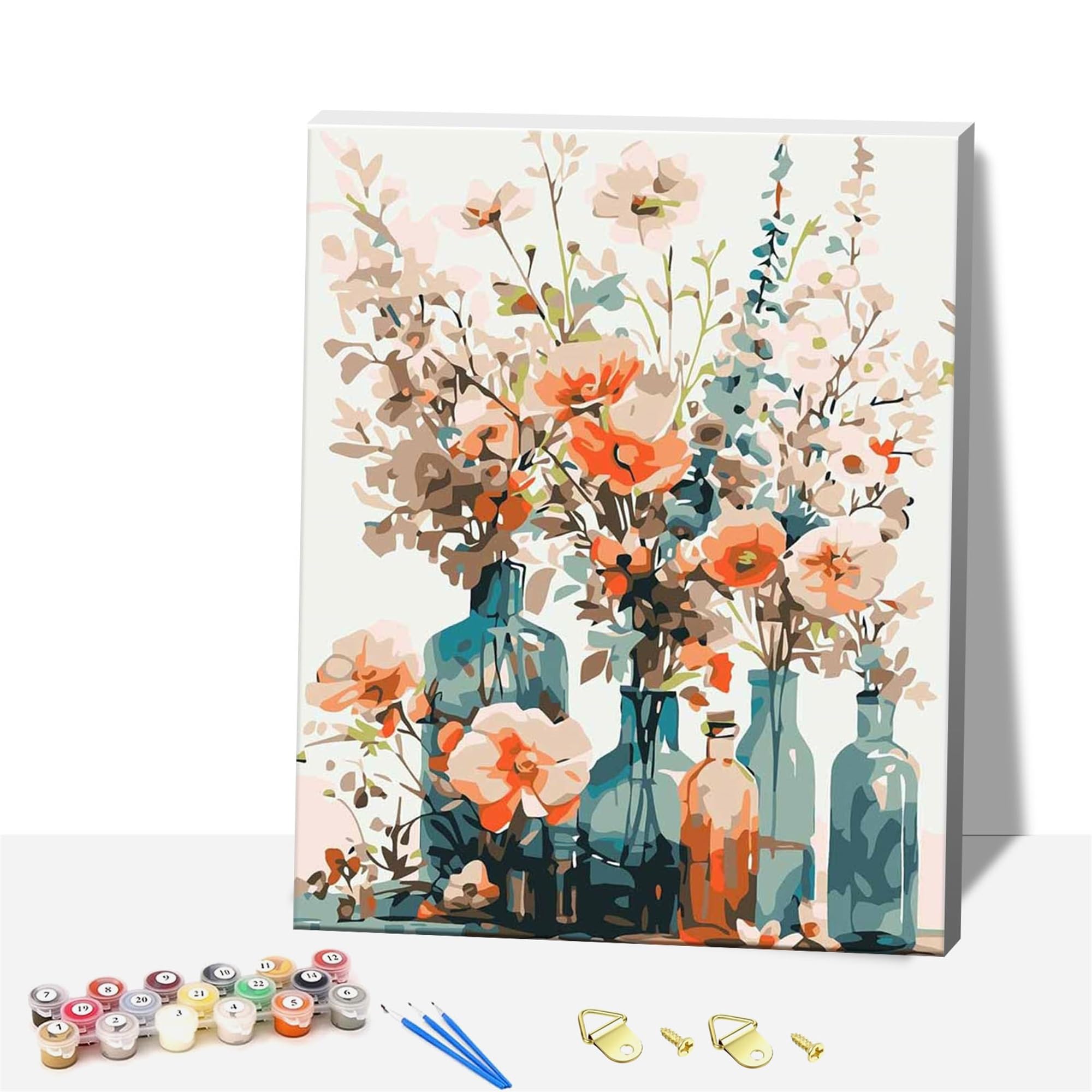Formeyart Vase Adults Paint By Number Kits,Framed Painting By Numbers Kits On Canvas,Color By Numbers Adult Watercolor Gifts For Friends Wall Decor (Vase)