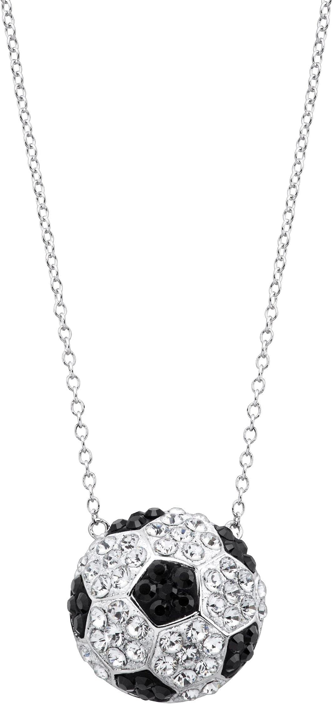 Crystaluxe Soccer Football Team Pendant with Swarovski Crystals in Sterling Silver, 18"