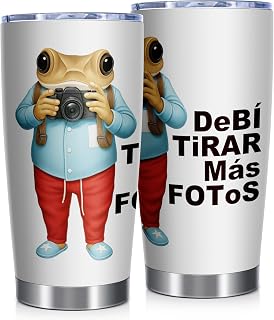 Cute DeBi Frog Photographer 20oz Tumbler,Funny Gift Cup for Adults | Birthday Gift for Puerto Ricans,Photography Lovers,Puerto Rico Coffee Mug,Stainless Steel Insulated Travel Cup