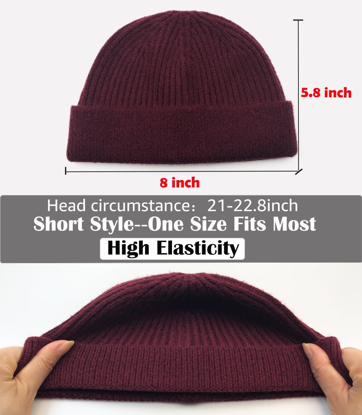 ROYBENS Thin Swag Wool Short Fisherman Beanie for Men Women, Knit Cuff Trawler Beanie Watch Hat, Soft Spring Fall Skull Cap - Image 6