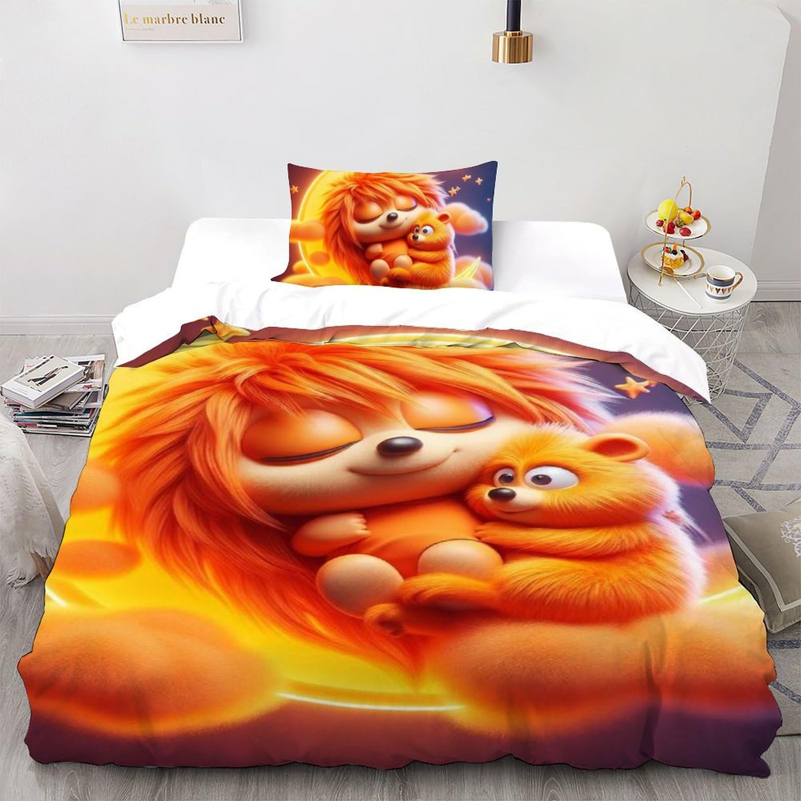 Housse de couette 135x200 anti-plis ours du mois microfibre lit 1 place