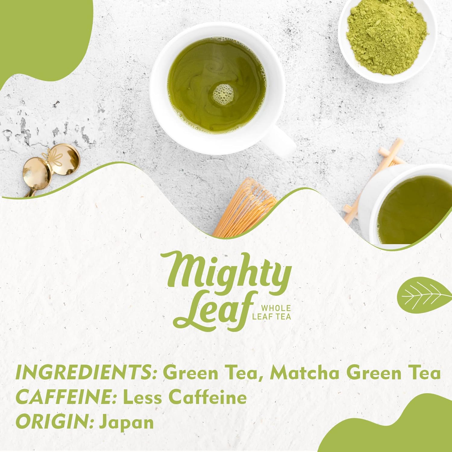 MIGHTY LEAF Organic Matcha Green Tea, 1.5 OZ ea, 3 pack