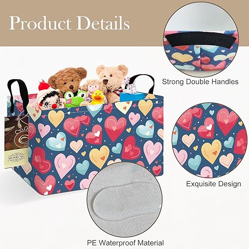 Miniatura 199 de HUNRUNG Cesta rectangular de almacenamiento de lona, bonita cesta organizadora de lona para mascotas, juguetes de niños, libros, ropa, perfecta