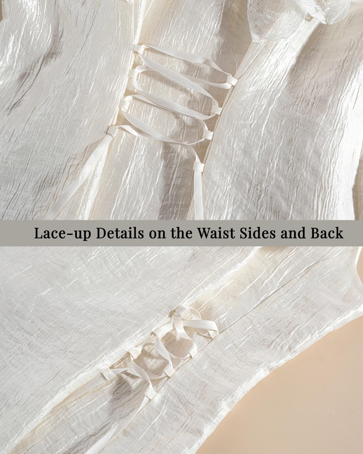 Nuoqi Victorian Blouse for Women Lace Up Edwardian Blouse Summer Renaissance Pirate Shirt Top - Image 6