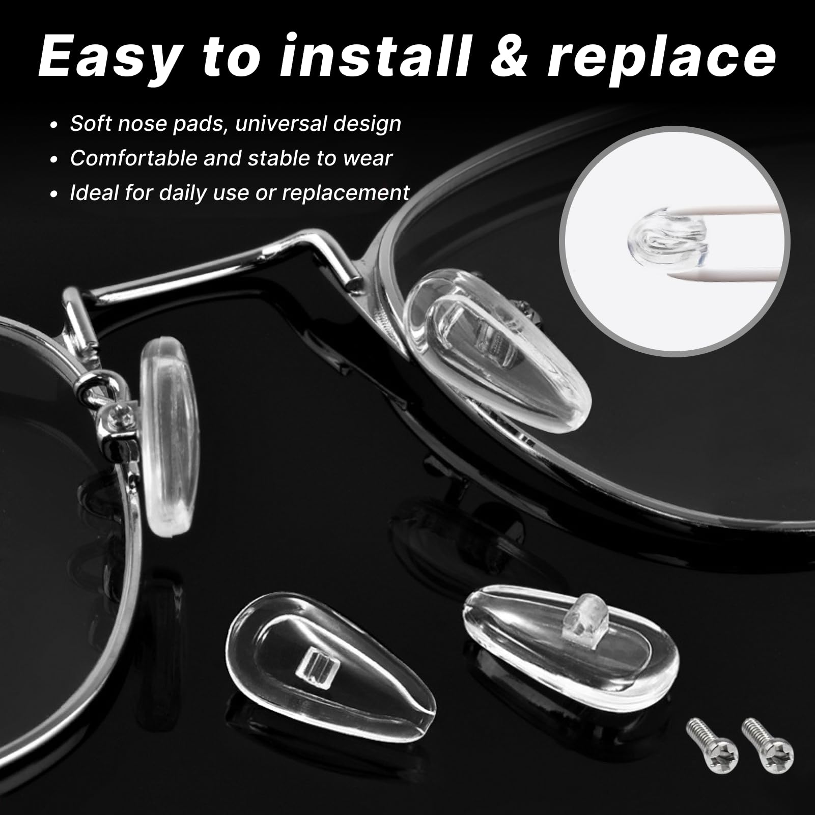 40 Almohadillas Nariz Gafas Silicona, Plaquetas Nasales Antideslizantes Transparentes, Accesorios Gafas Cómodos, Protección Nariz Suave Monturas Ópticas Solares - 3