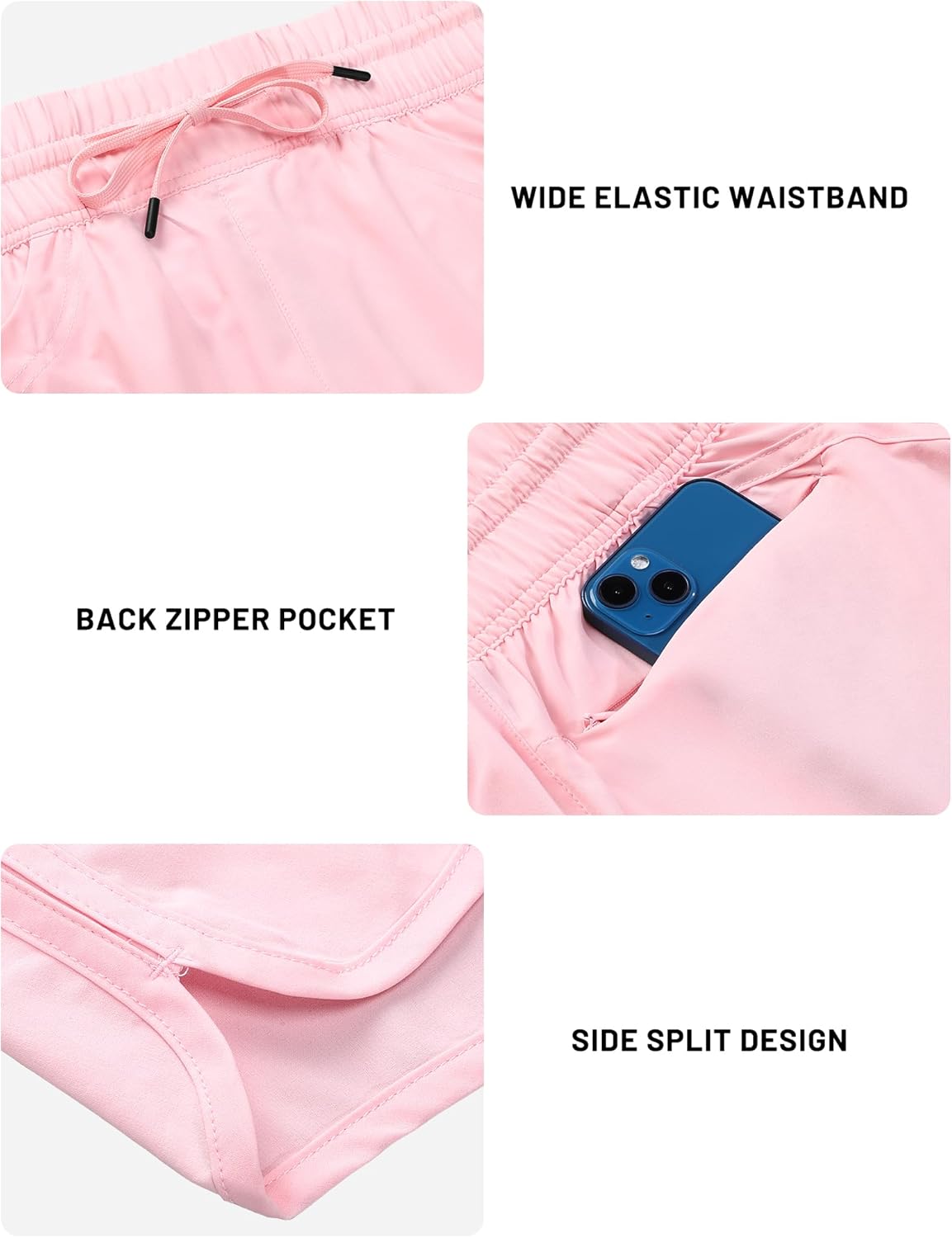 MIER Women's Running Shorts Quick Dry Athletic Workout High Waisted Active Shorts with Liner Zipper Pocket 4 Inch - Image 4