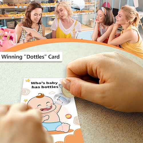 Miniatura 4 de COO PAPER PARTY Baby Shower Games - Juego de cartas para rascar  Quién tiene biberones, juegos de género neutro, 40 tarjetas de rifa, actividad de