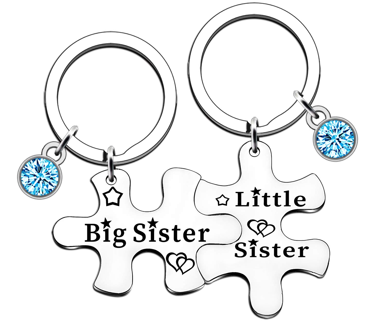 SMARGO Sister Keyring For 2,Puzzle Keyring For Sister Birthday Christmas Granduation Big Sister Little Sister Double Jewelry Presents