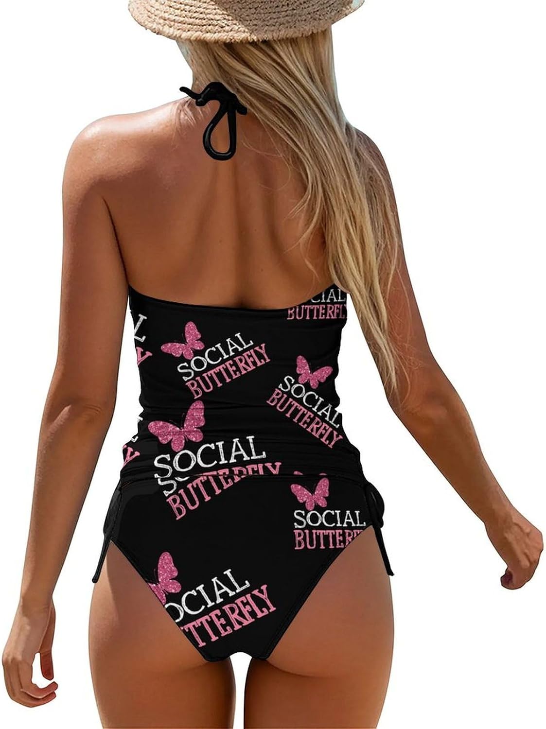 Social Butterflys Women Tankini 2 Piece Swim Bathing Suits | tummy control,high neck top with bottom,swimwear,swimsuits
