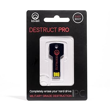 Destruct PRO Hard Drive Data Eraser by Lovell | Permanently Erase Computer Data | Military-Grade HDD Erase Tool | Non-Recoverable Data Once Erased | All PC and Laptop Compatible | Easy-to-Use USB