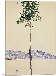 ARTCANVAS Little Tree - Chestnut Tree at Lake Constance 1912 Canvas Art Print Stretched Framed Painting Picture Poster Giclee Wall Decor by Egon Schiele - 26" x 18" (1.50" Deep)
