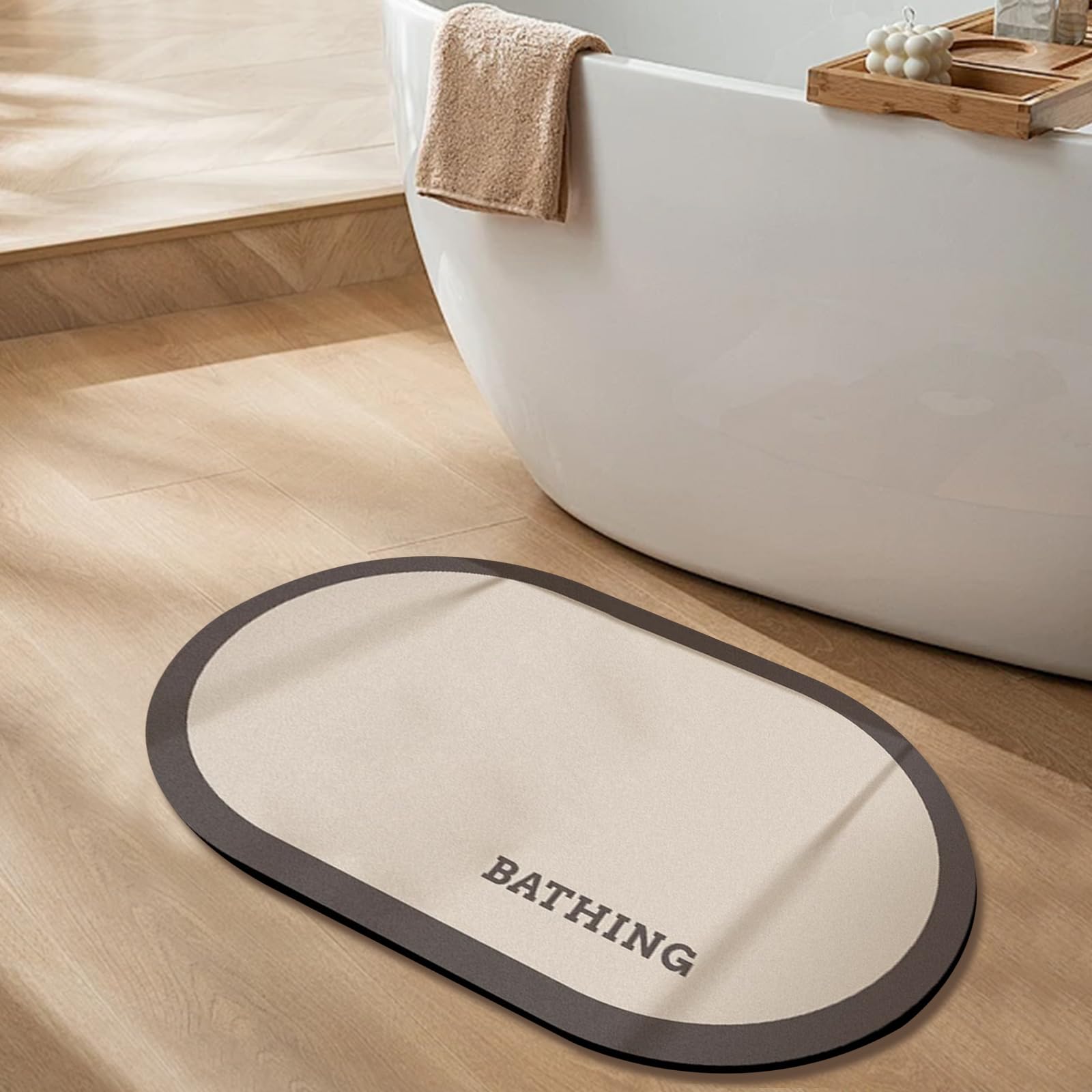 Ergocar Tapis De Bain Velours Court Doux Terre De Diatomées Séchage Rapide Nettoyage Facile Caoutchouc Antidérapant pour Plancher De Salle De Bain, Entrée, Cuisine, Dortoir Familial