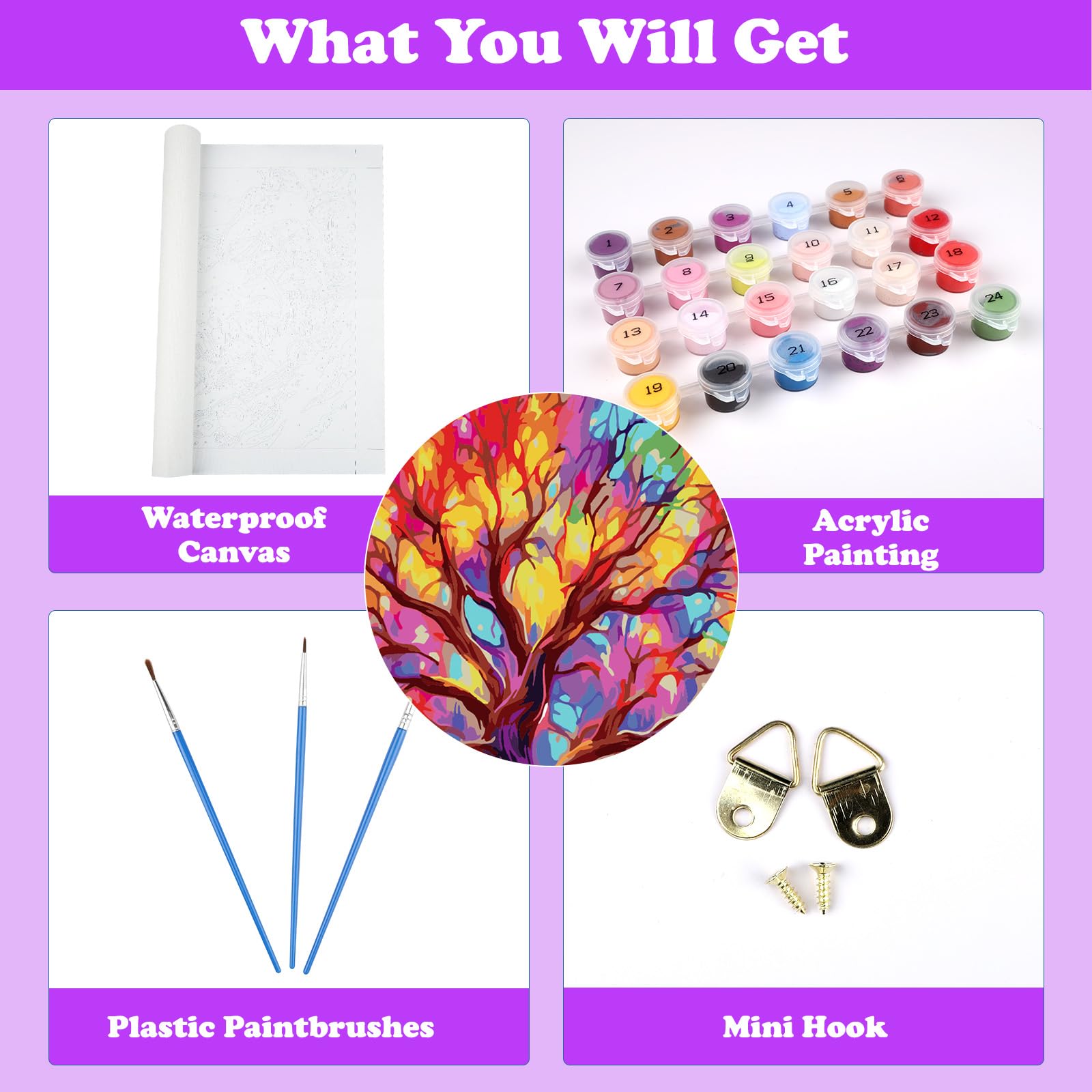 CEOVR Pintura Por Números Personalizado: Kit Árbol De La Vida Para Principiantes – Lienzo 40x50 Cm Con Pinceles Y Ganchos, Sin Marco. Relájate Y Crea Tu Obra De Arte Colorida