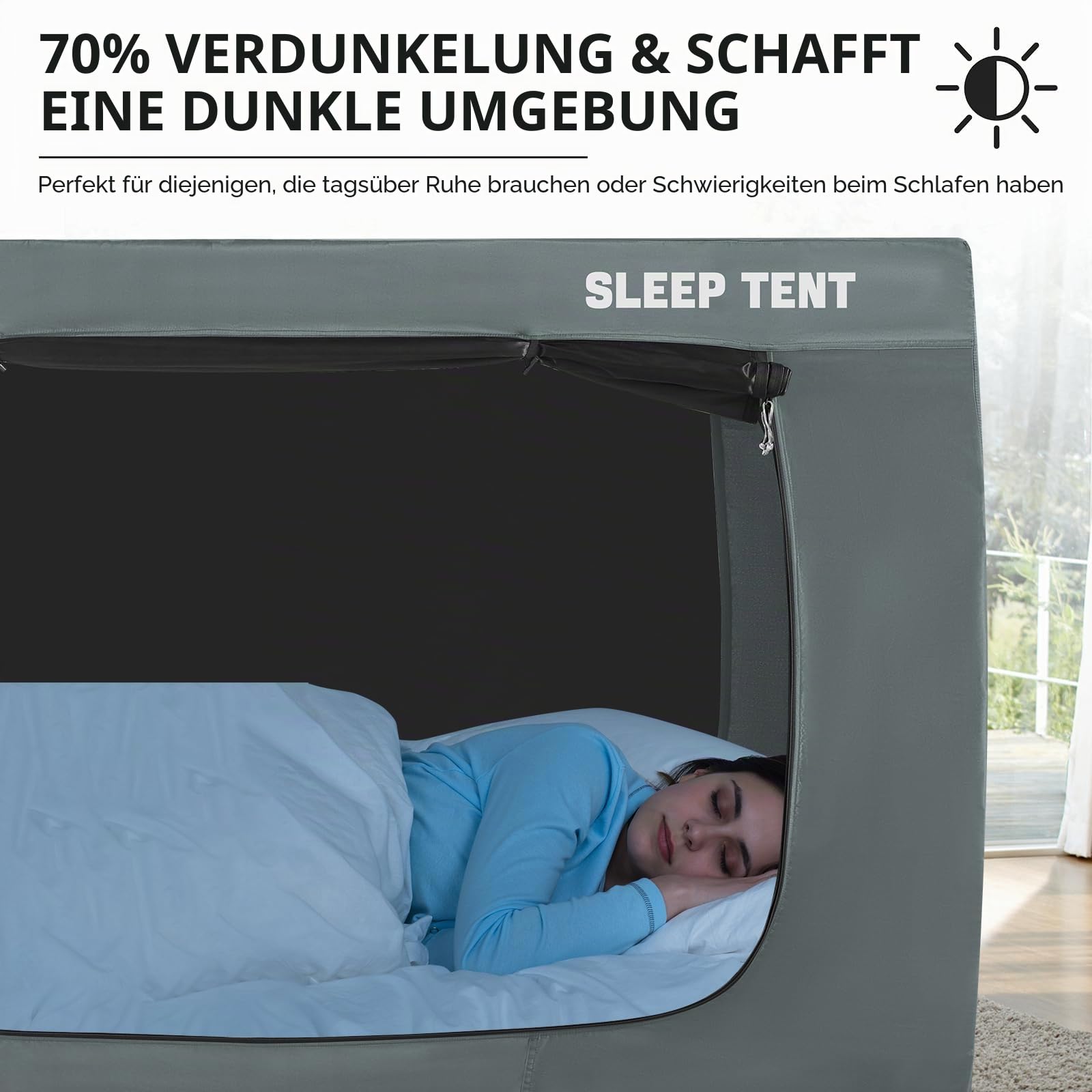 YAVIL Betthimmel, Traumzelte für den Innenbereich, blickdicht, atmungsaktiv, warm, für Kinder und Erwachsene (hellgrau, Matratze nicht im Lieferumfang enthalten) – Lichtreduzierung