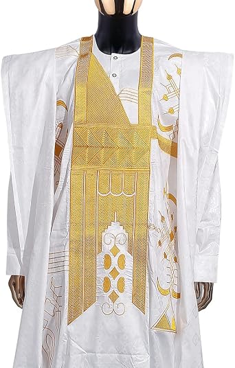 HD Traditional African Clothing for Men Nigerian Man's Agbada Embroidery Bazin Boubou Outfit