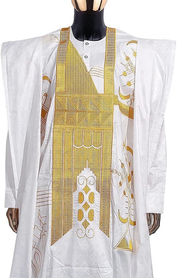 HD Traditional African Clothing for Men Nigerian Man's Agbada Embroidery Bazin Boubou Outfit
