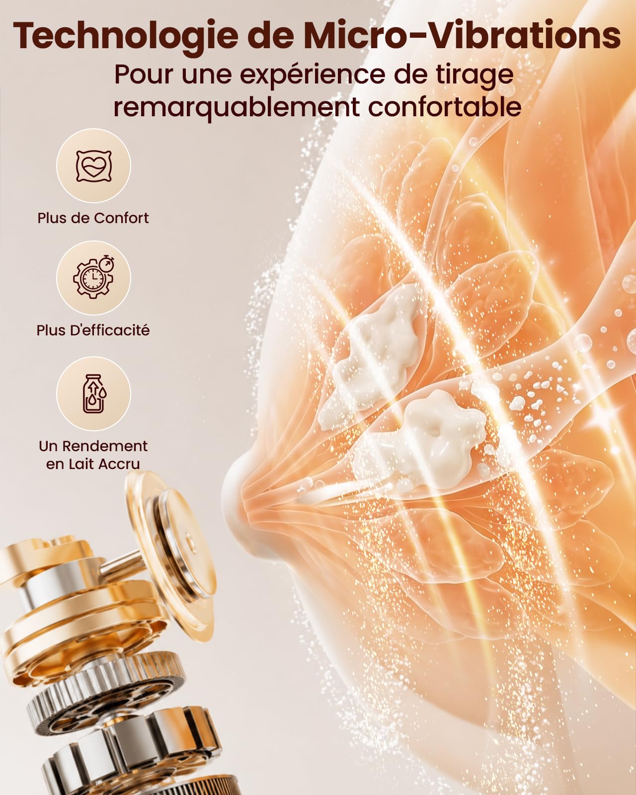 NCVI Tire-lait électrique mains libres pour les mères allaitantes, 2 en 1, 4 modes et 9 niveaux d'aspiration avec écran LED, anti-fuite, sans BPA