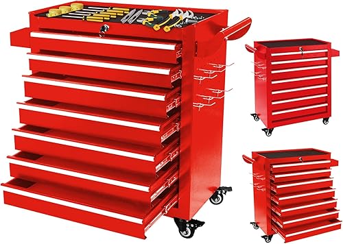 Caja de herramientas rodante de 7 cajones, caja de herramientas rodante, organizador de armario para garaje con ruedas, cajones y cerradura,