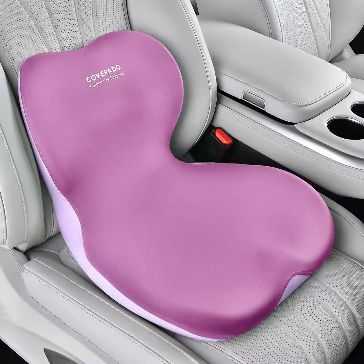 Coverado Car Seat Cushion and Lumbar Support Pillow One Piece, Memory Foam Ergonomic Back Support Driving Seat Cushion for Back Pain, Non-Slip Washable Cushion for Car, Driver, Office