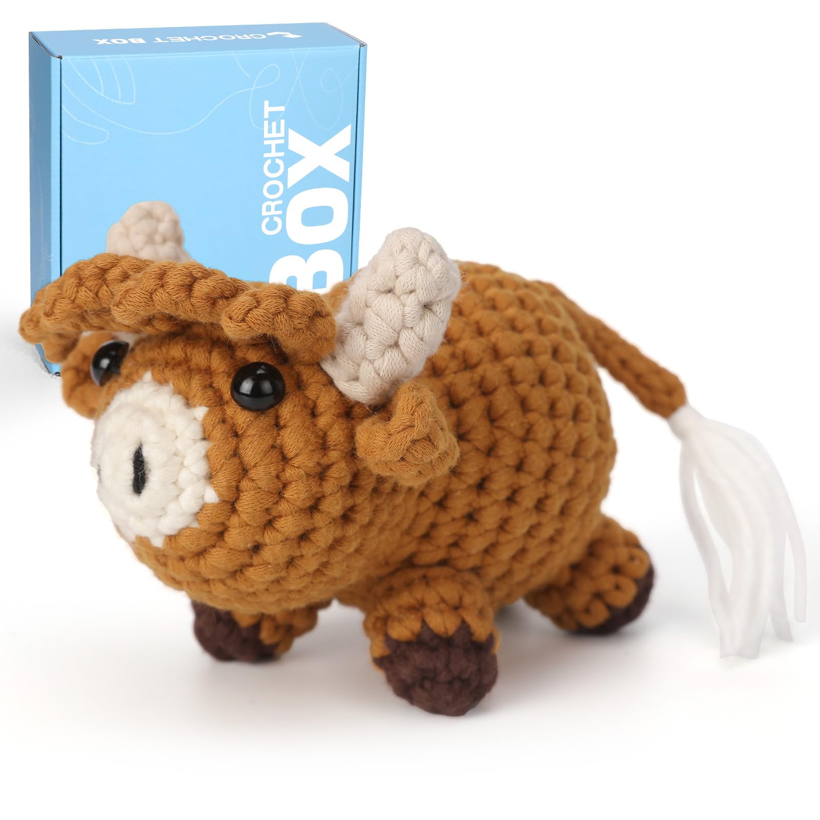 CrochetBox Highland Cow Crochet Kit for Beginners, Easy Craft for Adults